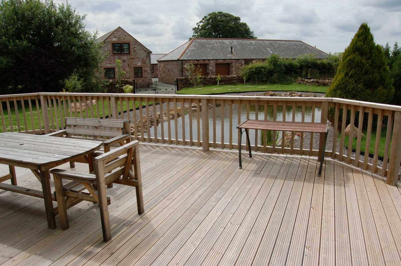 Wooden deck over Pond Dumfriesshire