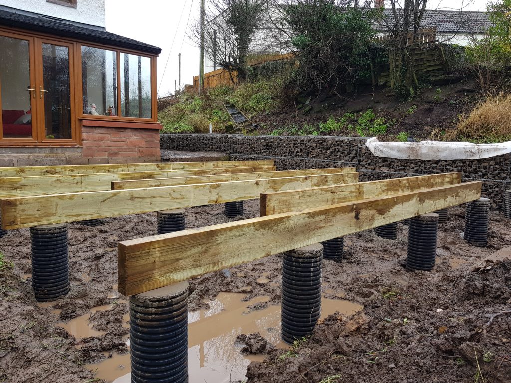 deck frame beams on footings