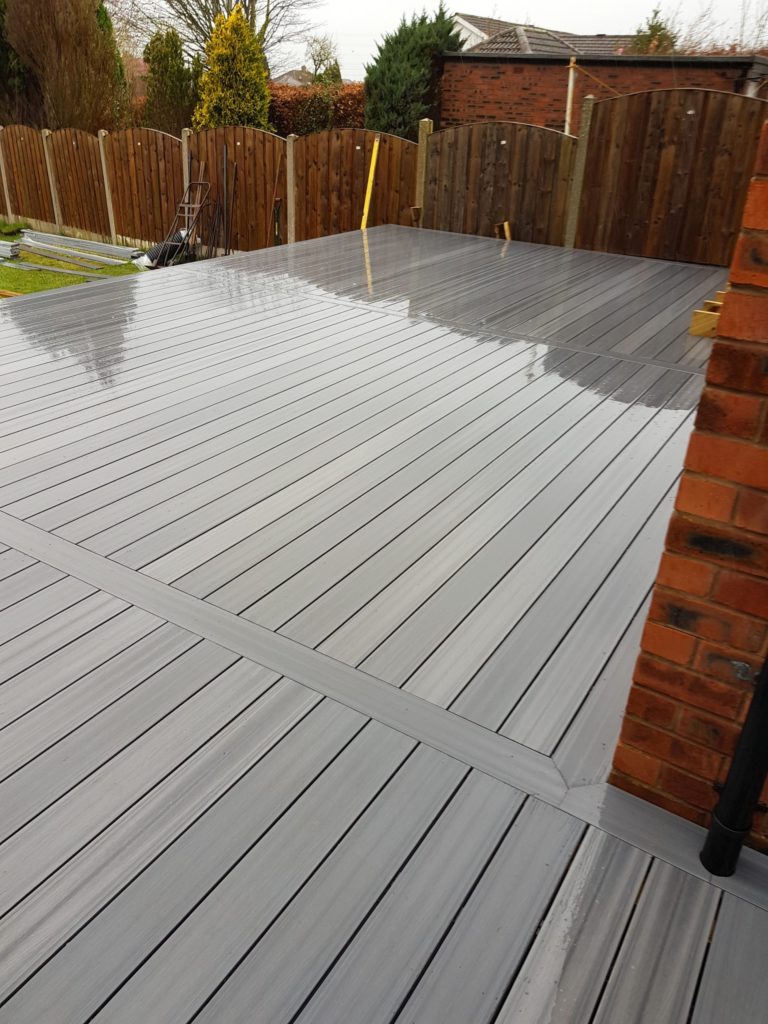 Picture framed composite deck  by landform landscaping Carlisle Cumbria