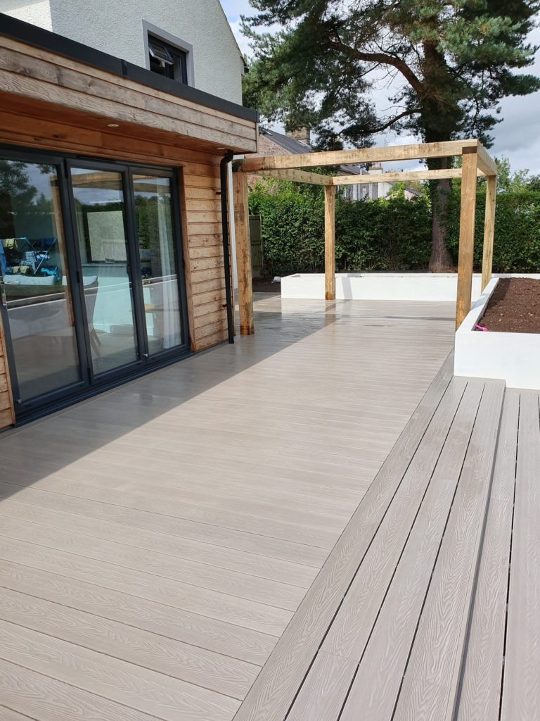 Composite decking with pergola in Dalston Cumbria