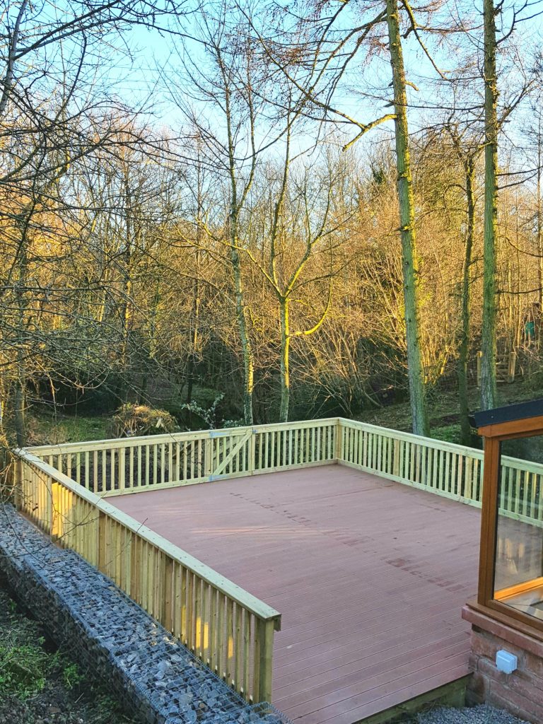 composite deck and gabion wall Welton Cumbria