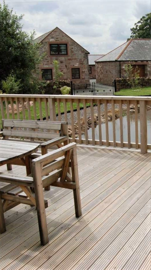 free standing deck over pond near Lockerbie