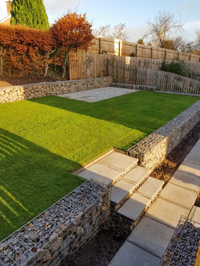 Gabion Terraces retaining wall in this Wetheral Garden